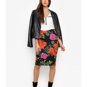 Express Floral Knee Length Skirt